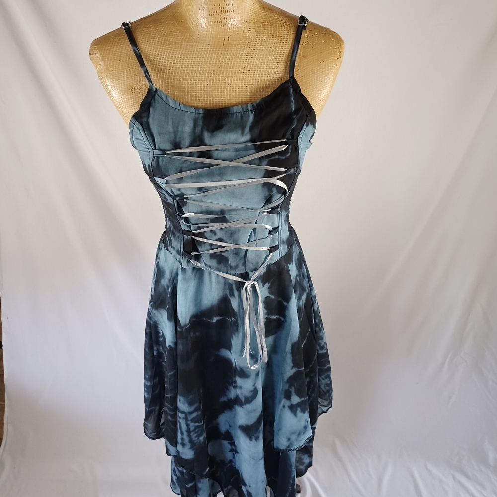 Blue Tie Dye Hankerchief Dress Size Small
